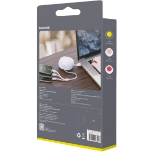 Zwijany kabel USB 3w1 Baseus Let\'s go Little Reunion, Lightning / USB-C / micro USB, 3A, 0,85m (żółto-szary)